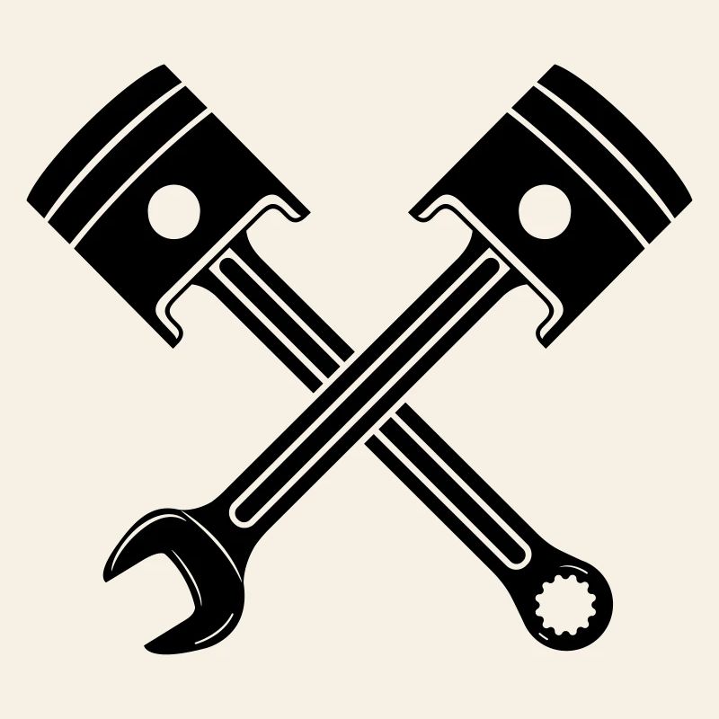Engine piston key crossed