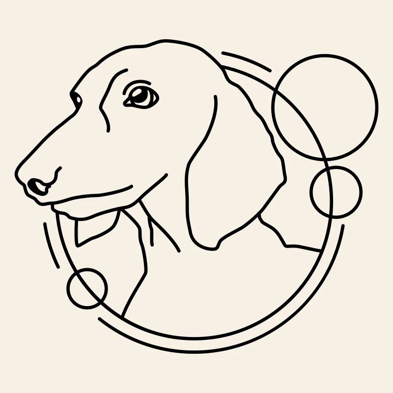 Teckel en forme géométrique - Design d’art au trait