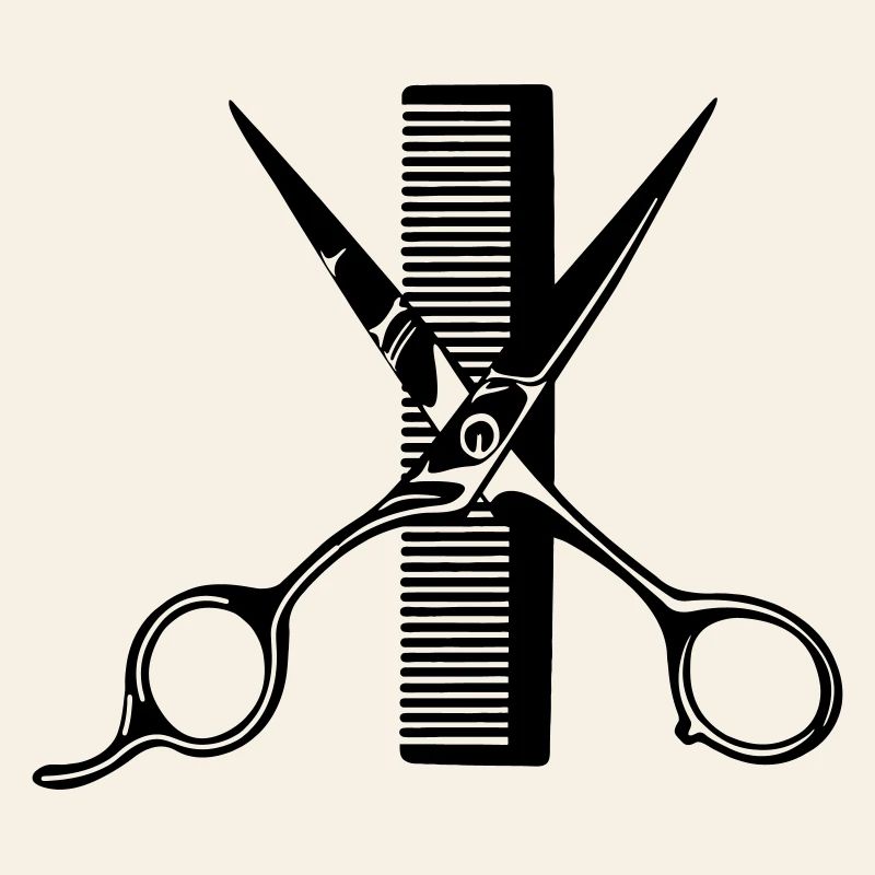 Scissors crossed with comb
