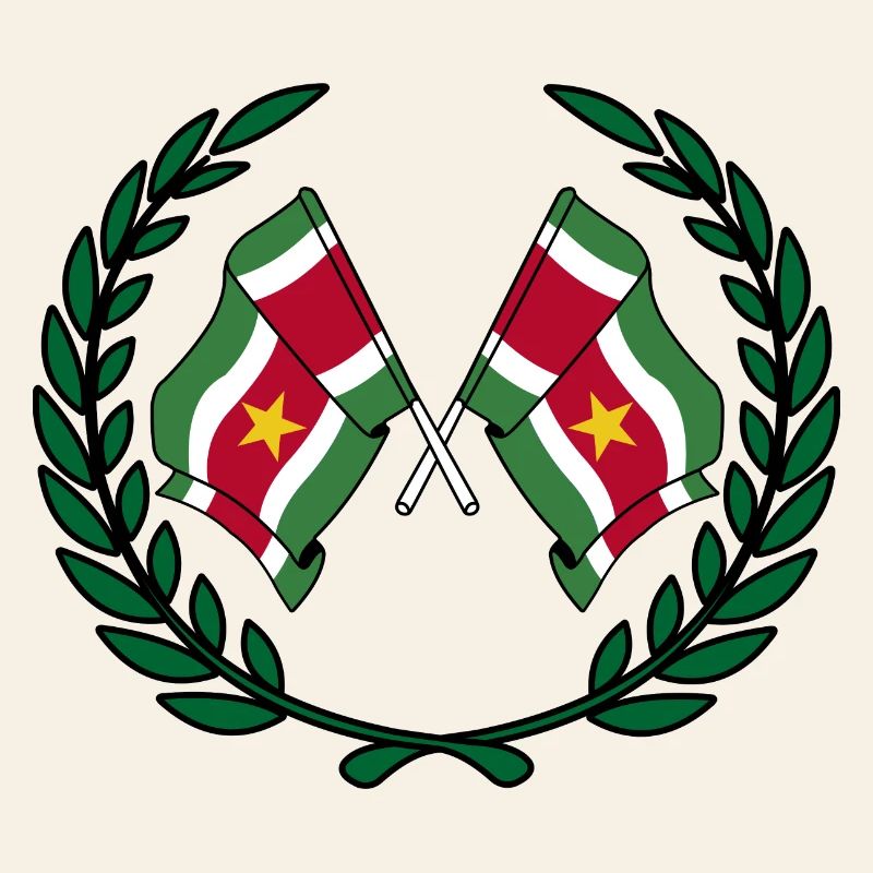 Drapeaux Suriname en couronne de laurier