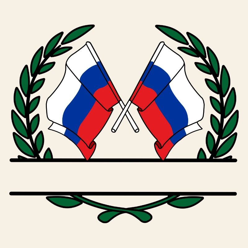 Drapeaux Russie couronne de laurier bannière