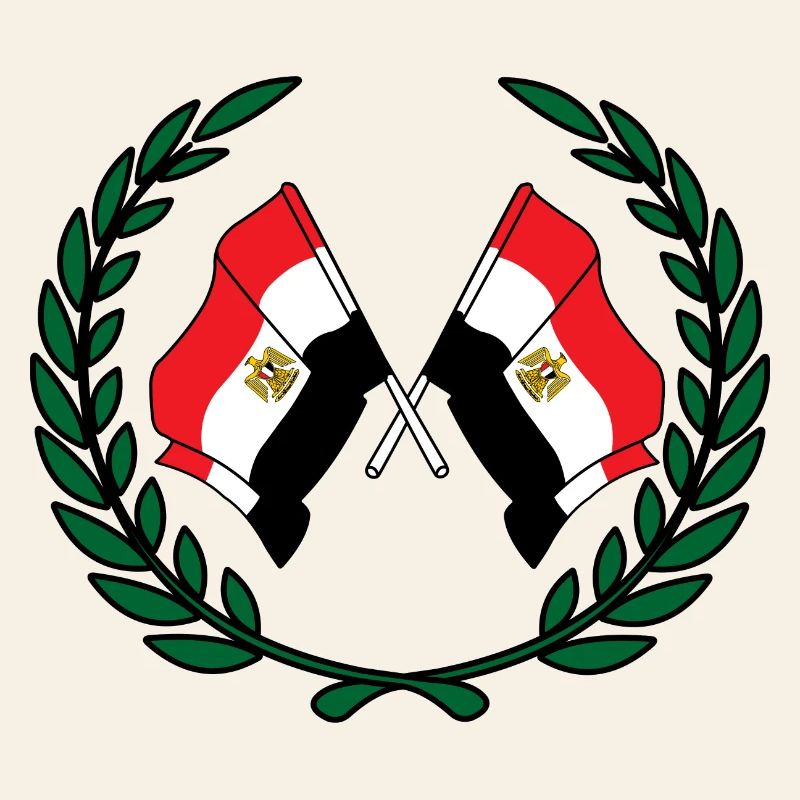 Flags Egypt in laurel wreath