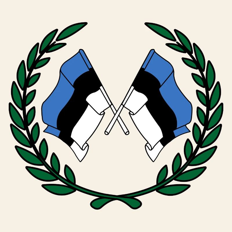 Drapeaux de l’Estonie en couronne de laurier