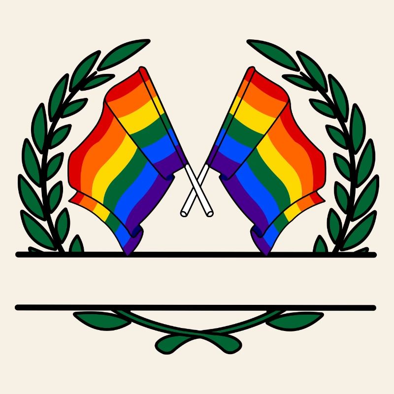Drapeaux Bannière couronne de laurier arc-en-ciel