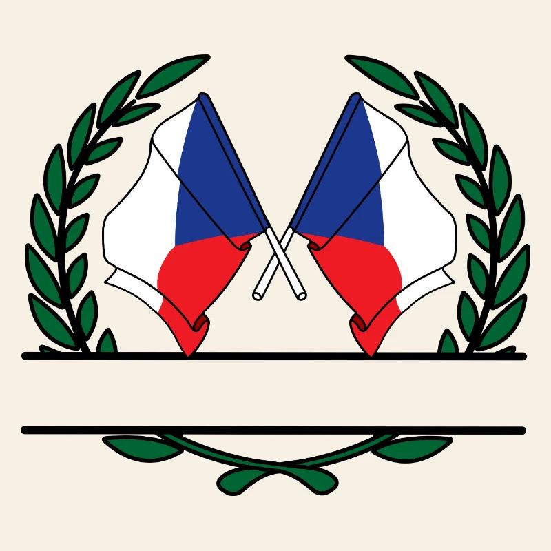 Drapeaux République tchèque couronne de laurier bannière