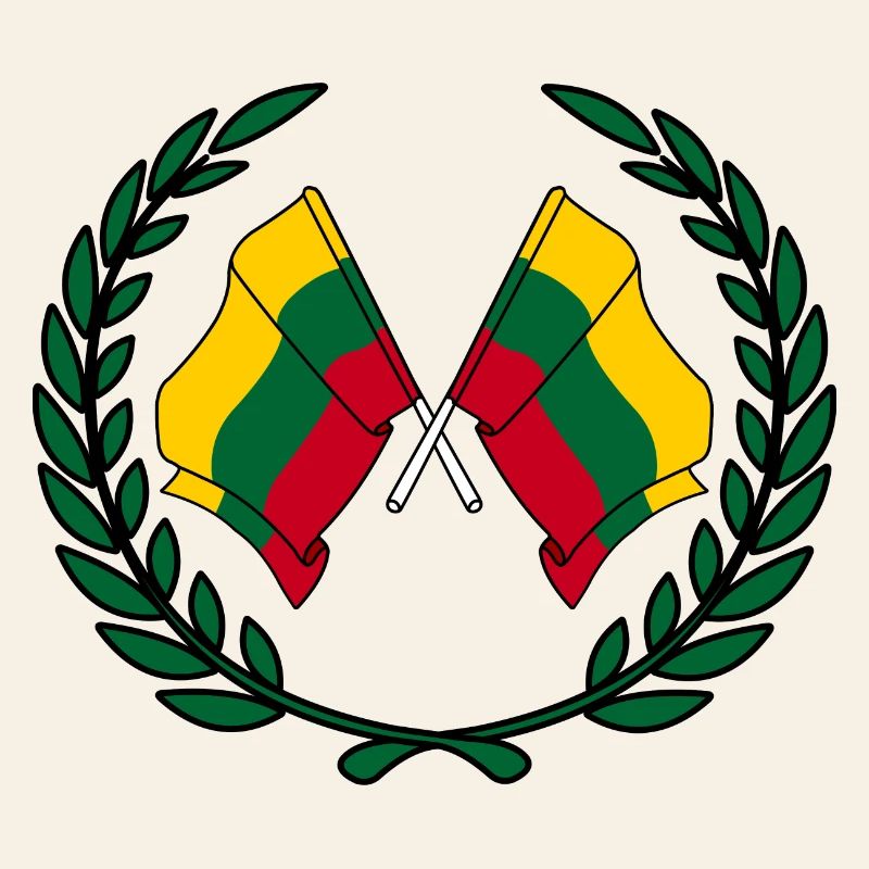 Drapeaux Lituanie en couronne de laurier