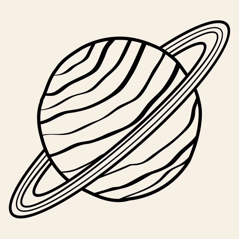Planet mit Ringen Saturn Uranus Weltraum Doodle