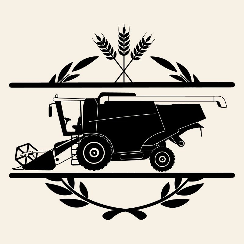 Moissonneuse-batteuse dans le style du logo de la couronne de laurier