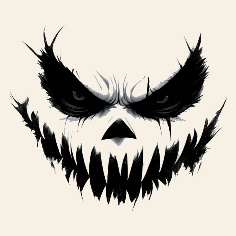 Menacing Smile Skull Face Print