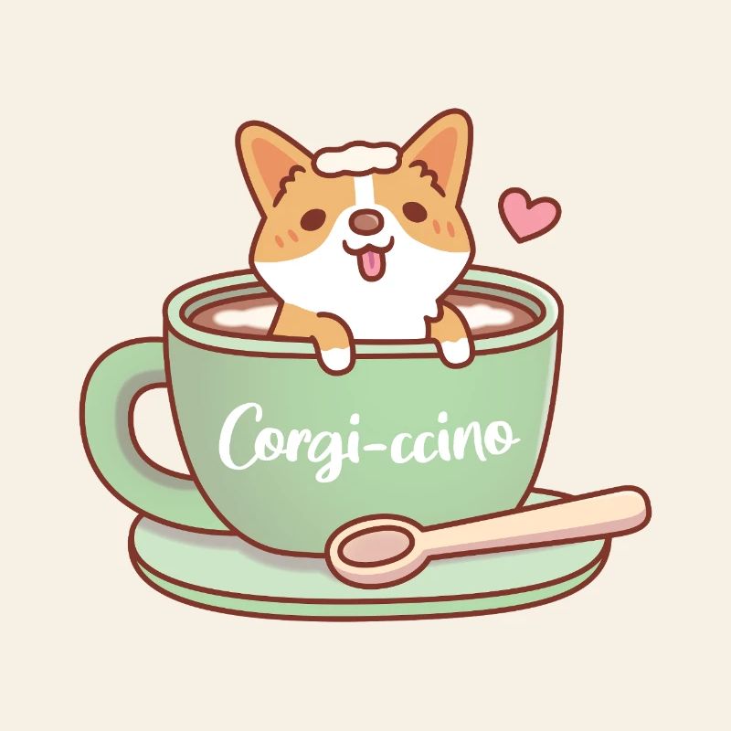 Cute Corgi In A Coffee Cup Corgi-ccino Funny