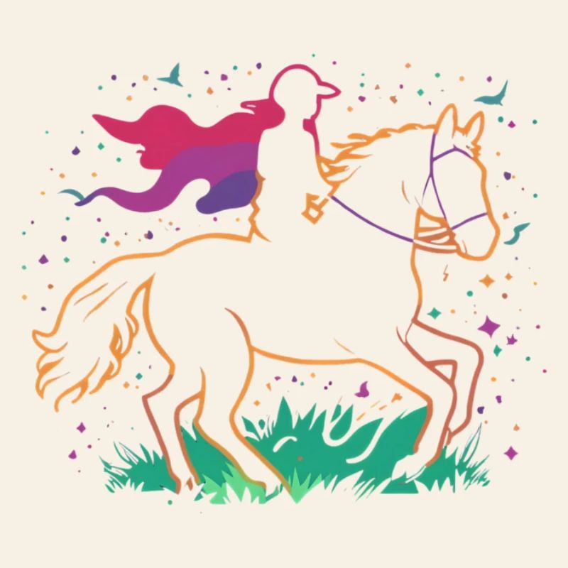 Leuchtender Einhornreiter auf bunter Wiese