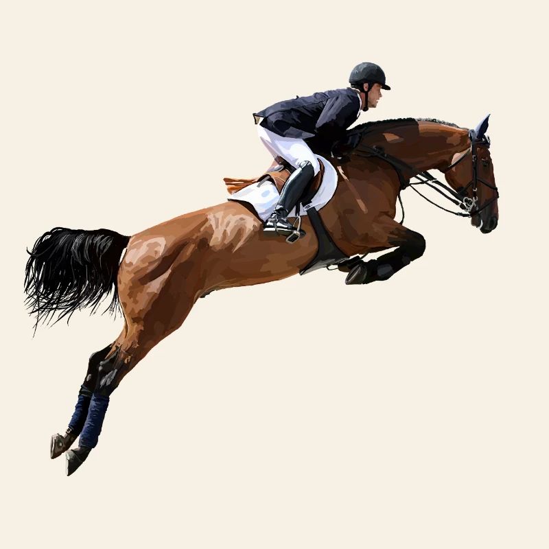 Cheval cabré en saut