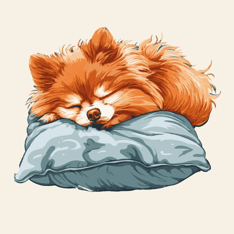 Spitz endormi sur un oreiller
