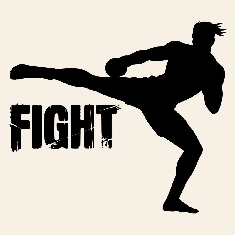 Kickboxer silhouette with text fight