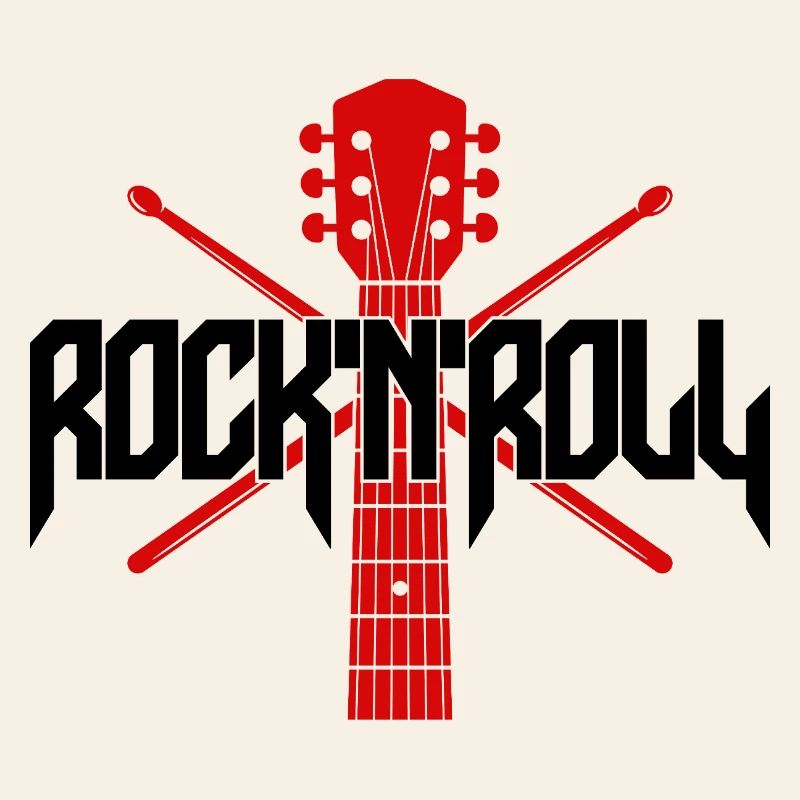 Rocknroll Guitar and Drumsticks Emblem