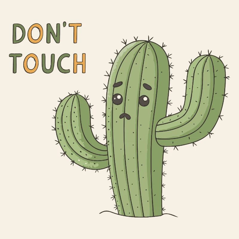 Sad Cactus Warning Don't Touch