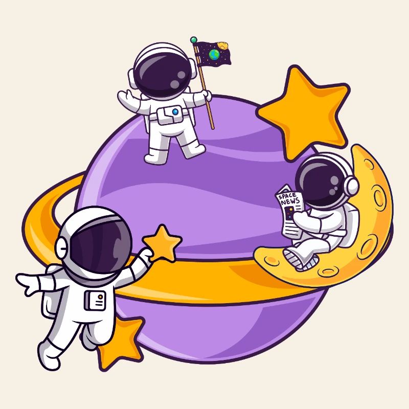 Équipe d’astronautes dans la sphère lunaire spatiale