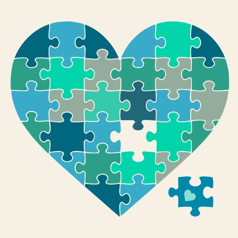 Puzzleherz Blaugrün