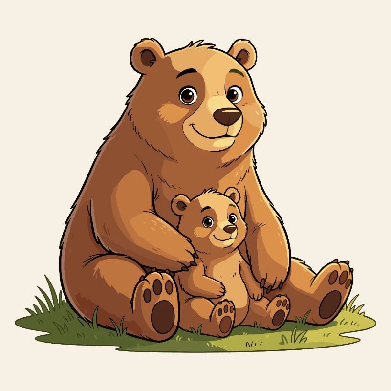 Douce maman ourse avec un petit