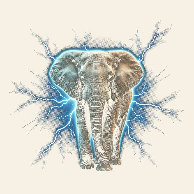 Blitzelefant mit elektrischer Aura