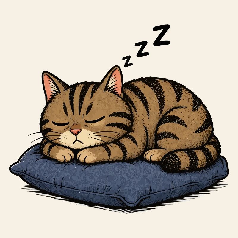 Sleeping cat on pillow