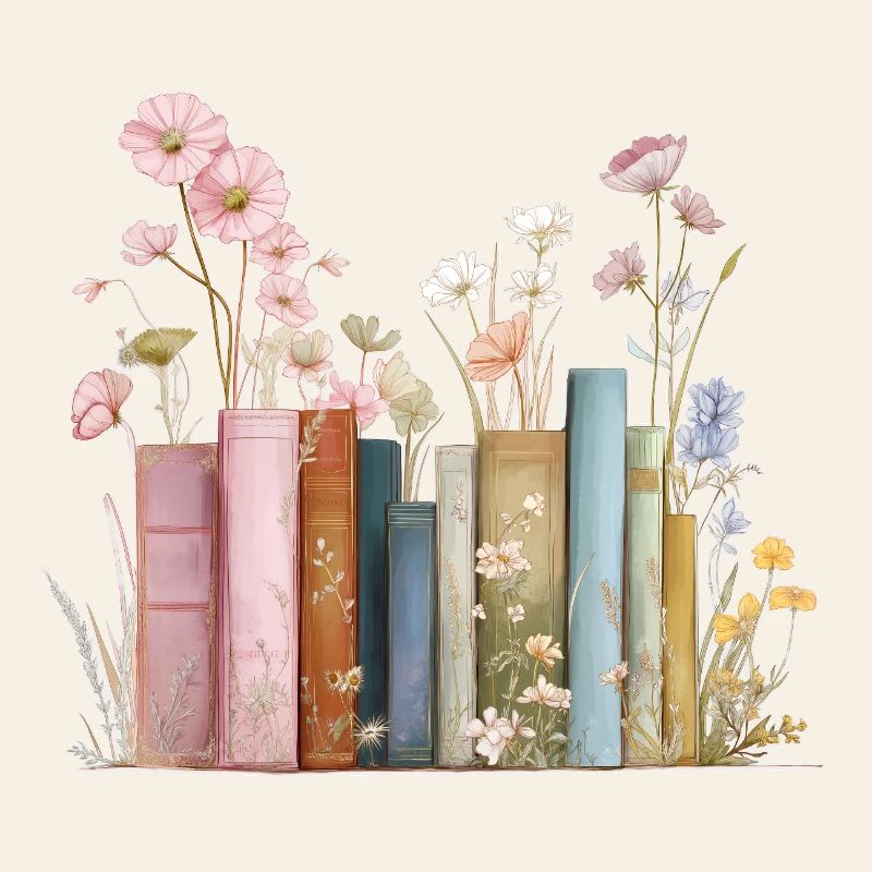 Bücher mit Blüten