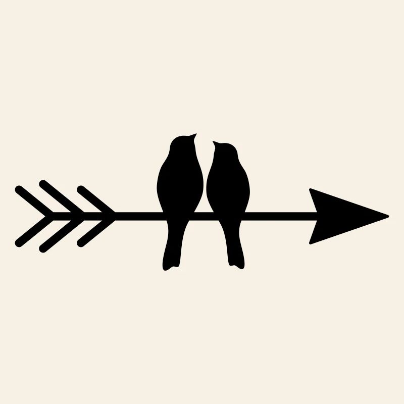 Couple oiseaux oiseaux sur flèche cadeau amour