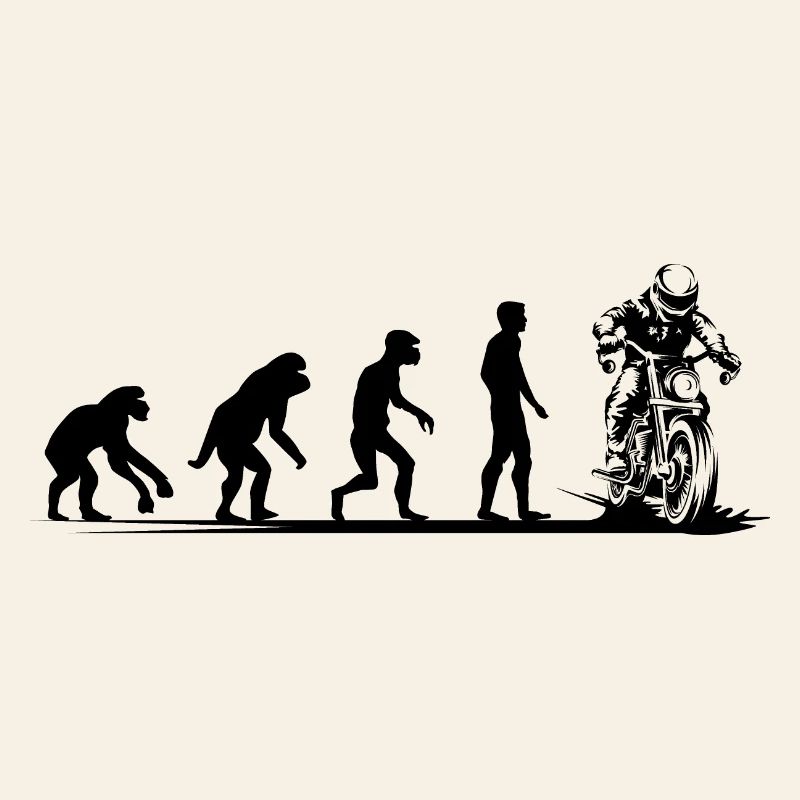 Motorcycle Evolution Funny Biker Cafe Racer Icon