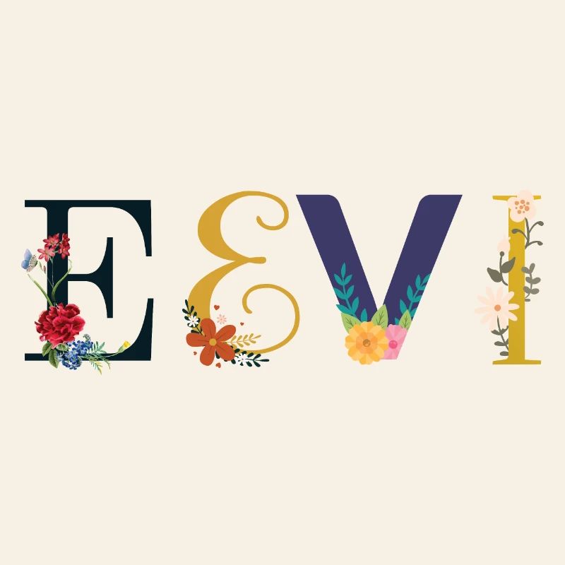 Nom EEVI décoré de fleurs
