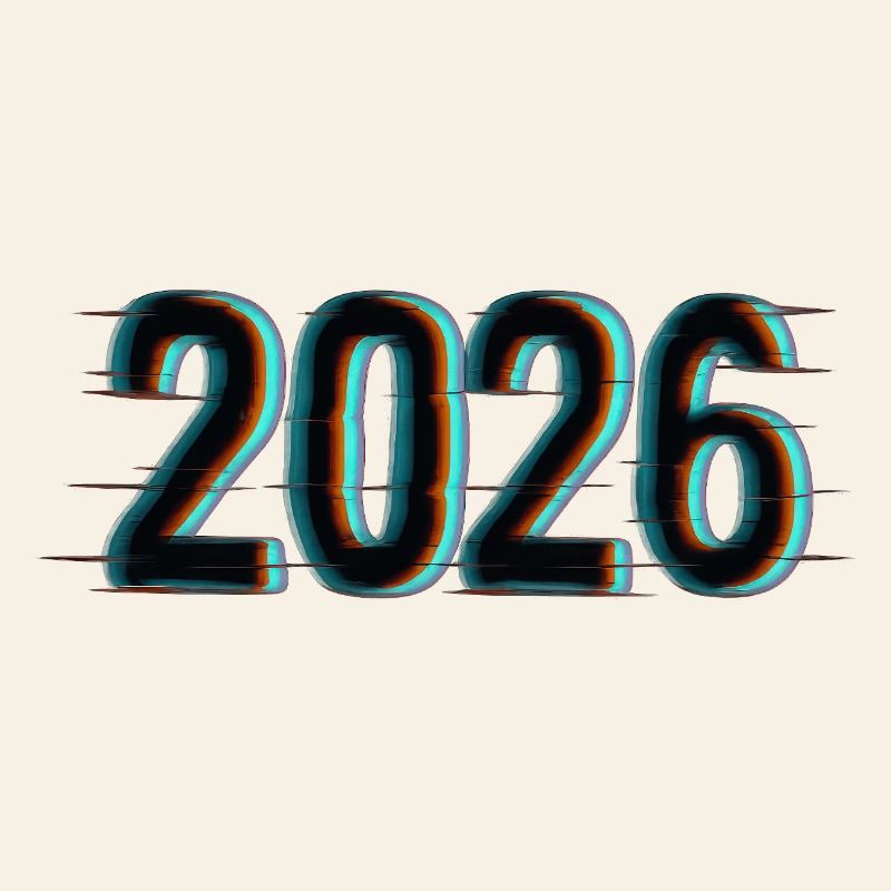 Futuristic Year 2026 Design with Neon Effect