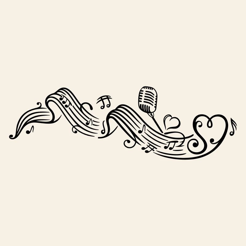 Music sheet with microphon, music notes and clef