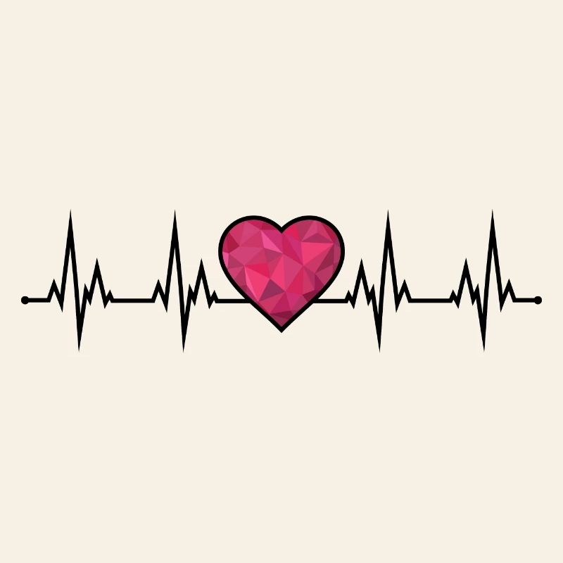 Heartbeat ECG Polygon Heart Dear Couples Red