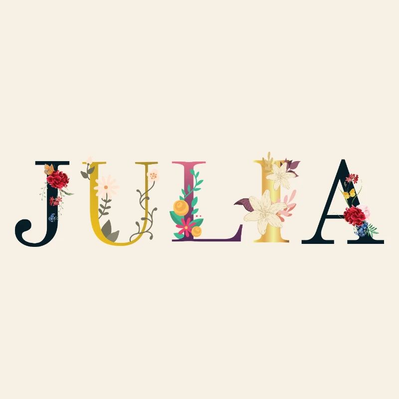 Le nom de JULIA est décoré de fleurs
