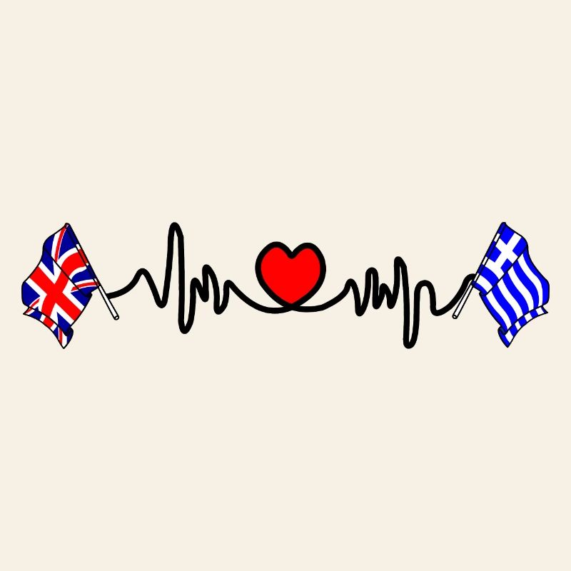 Cardio heart Drapeau Angleterre, drapeau Grèce
