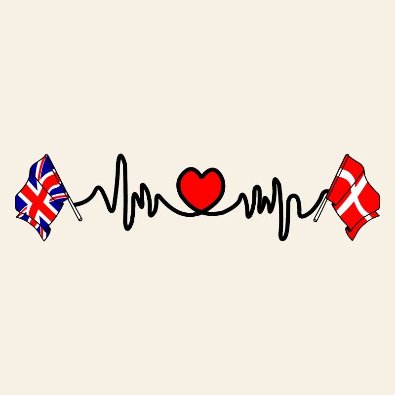 Cardio heart Drapeau Angleterre, drapeau Danemark