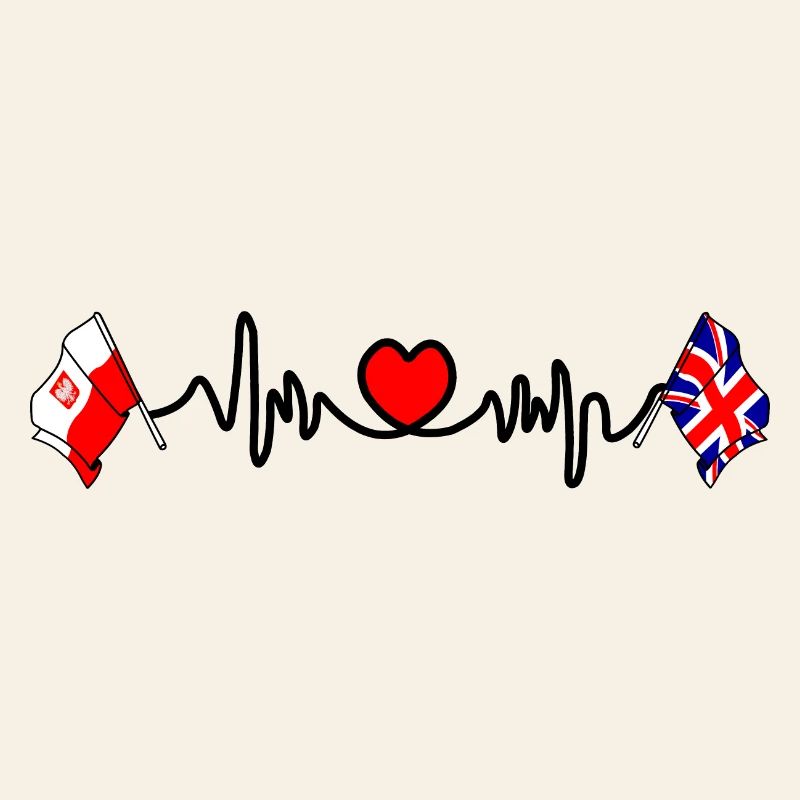 Cardio heart Drapeau Pologne, drapeau Angleterre