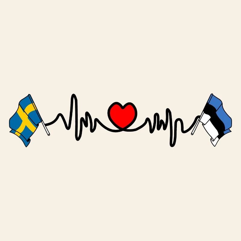 Cardio heart Drapeau Suède, drapeau Estonie