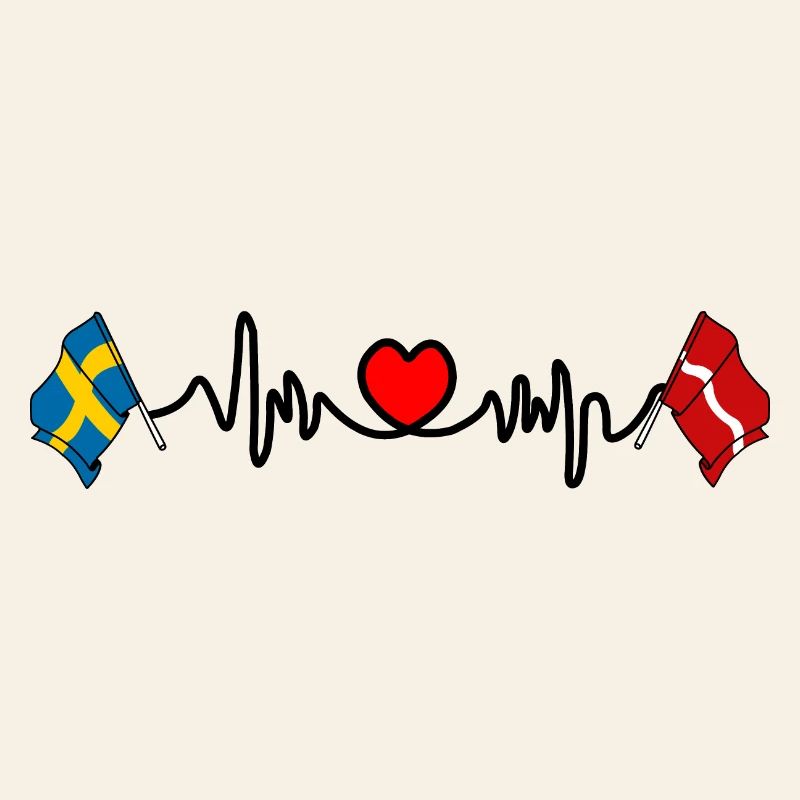 Cardio heart Drapeau Suède, drapeau Lettonie