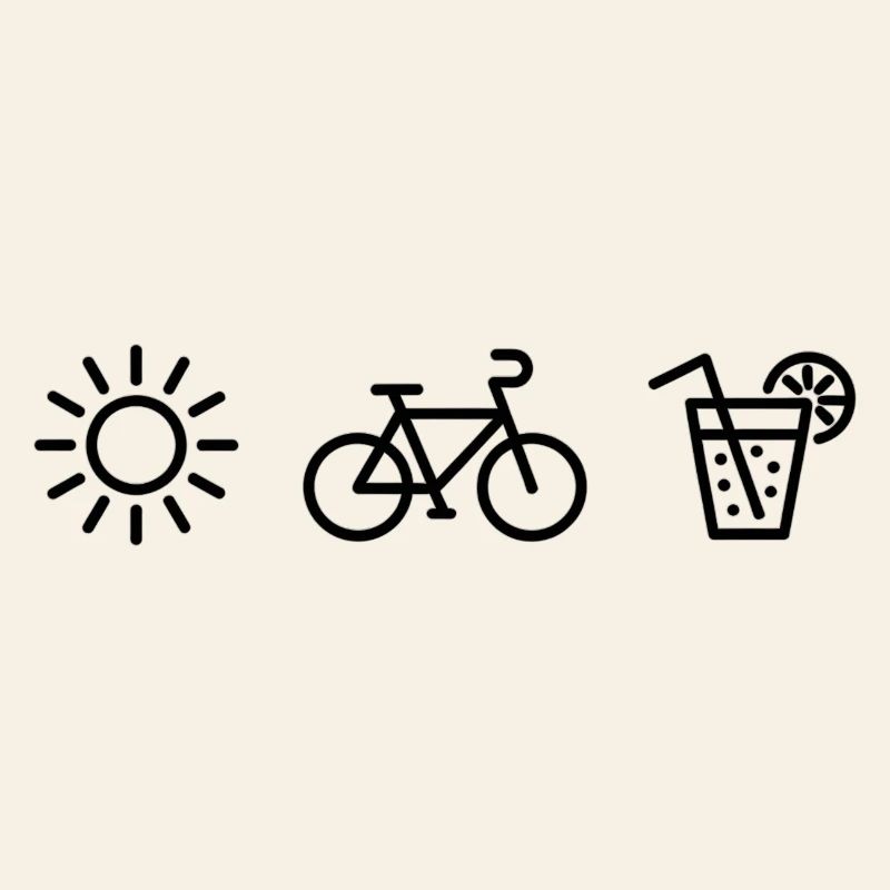 Sun Bicycle Drink – Dessin minimal en lignes