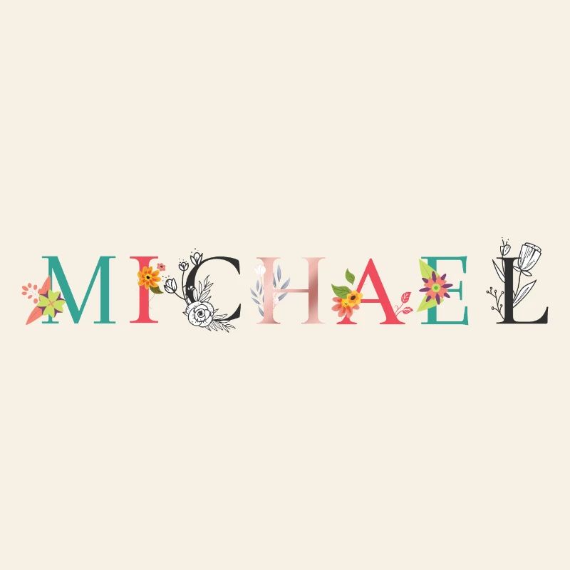 ART DU NOM MICHAEL AVEC FLEURS BRODÉES
