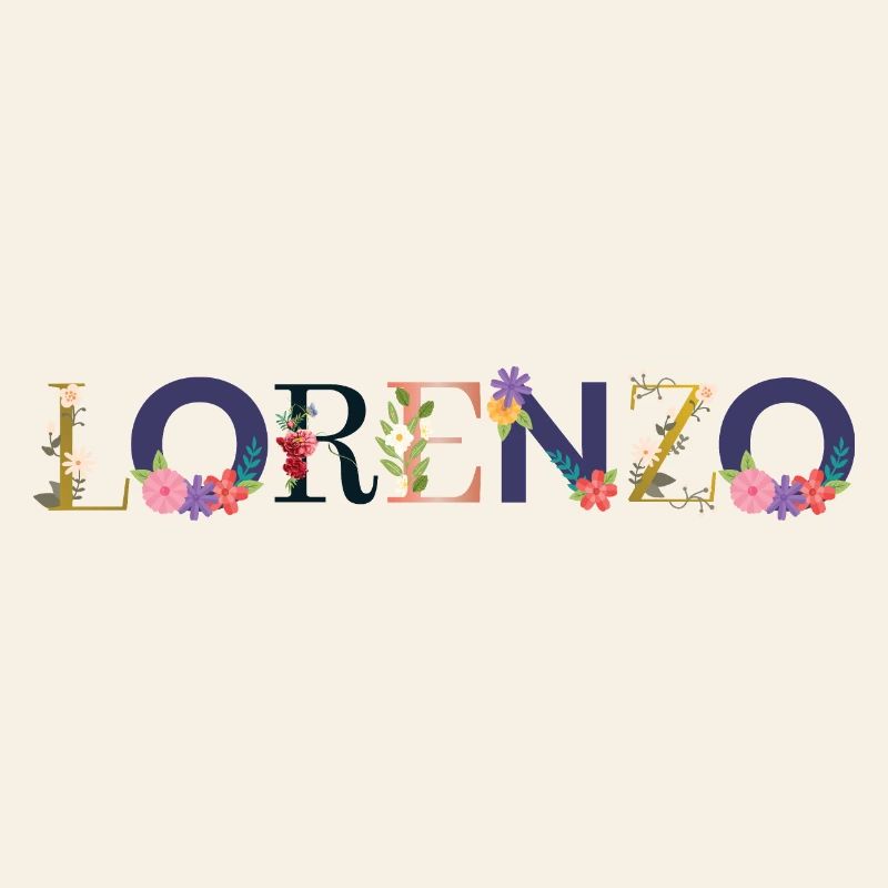 Le nom de LORENZO orné de fleurs