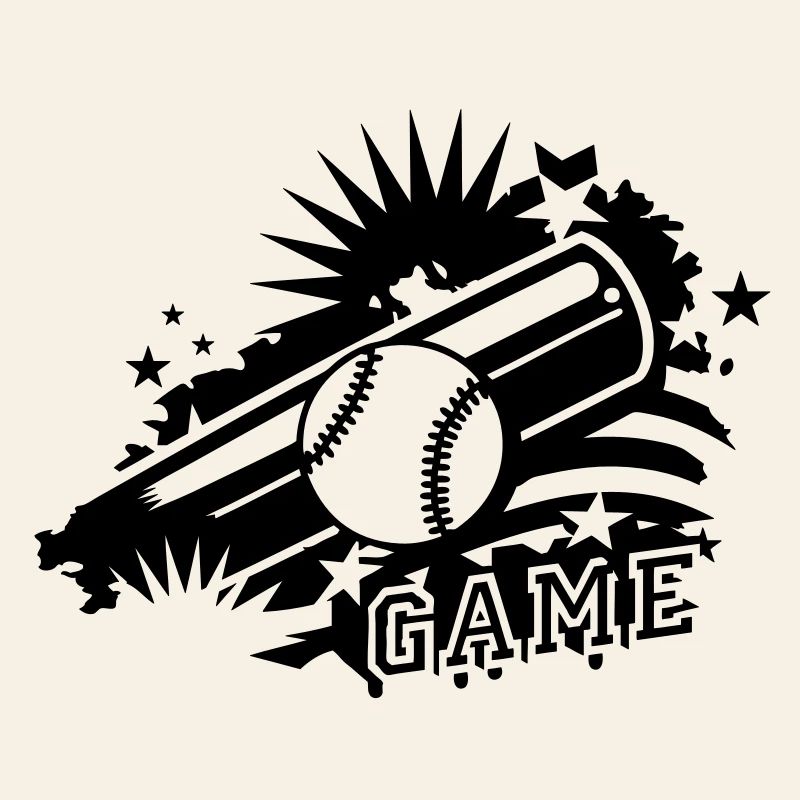 A baseball and baseball bat as a graffiti
