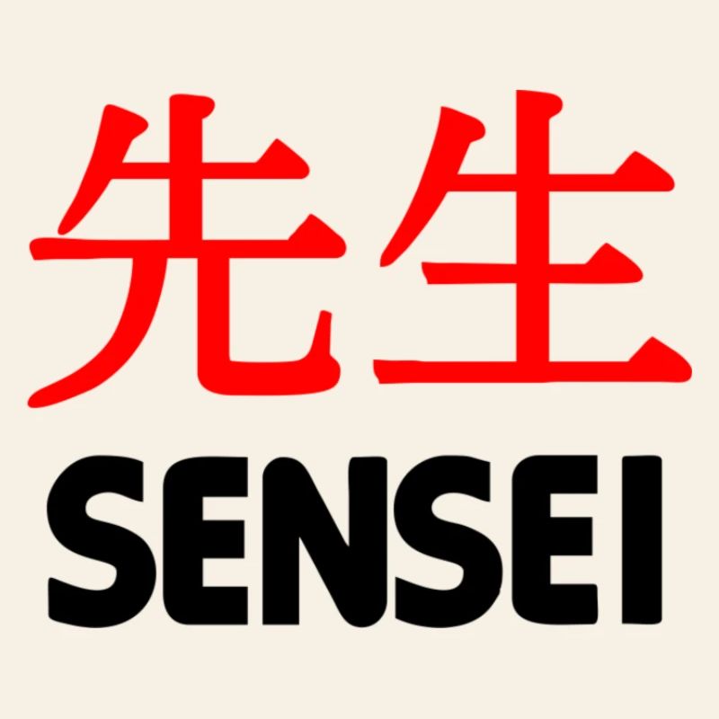 Teacher or master in kanji script text 'Sensei