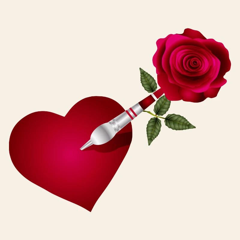 Flèche fléchette avec rose et cœur comme cible
