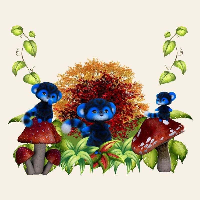 Autumn Forest Blue Monkeys