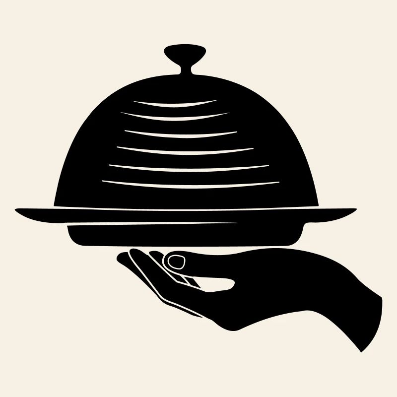 Main de serveur avec repas