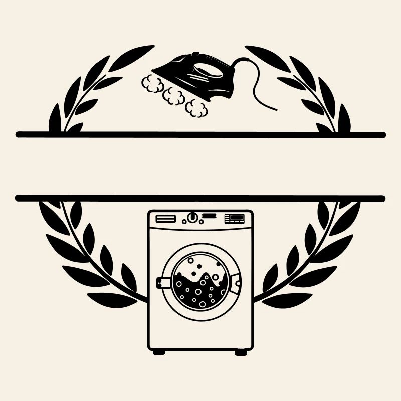 Washing machine in laurel wreath