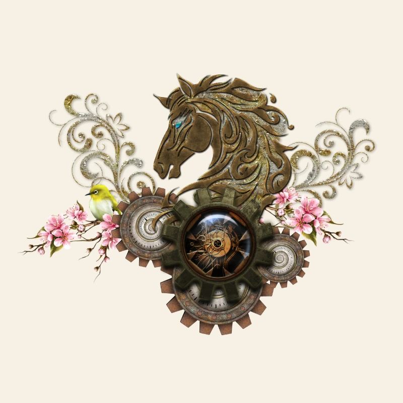 Dieses einzigartige Steampunk-Pferd mit Blumen