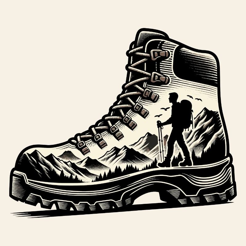 Drawing Hiker Bergwanderschuh