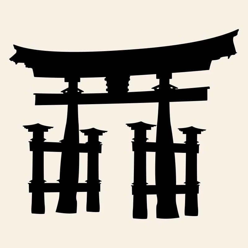 Japanese torii or gate transparent shadow image